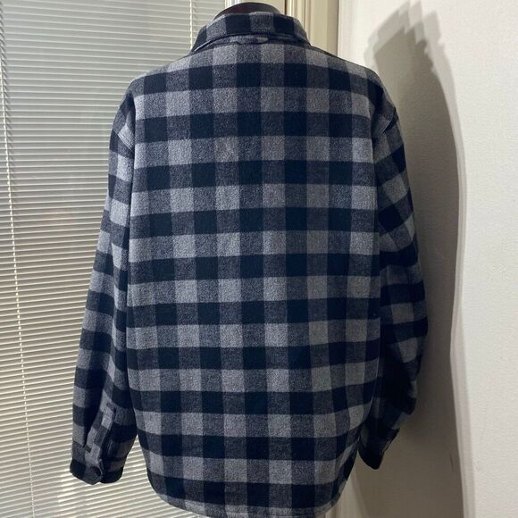 Jachs New York Shirt Jacket, Black/Grey Checkered Size XXL Wool Blend - Picture 7 of 9